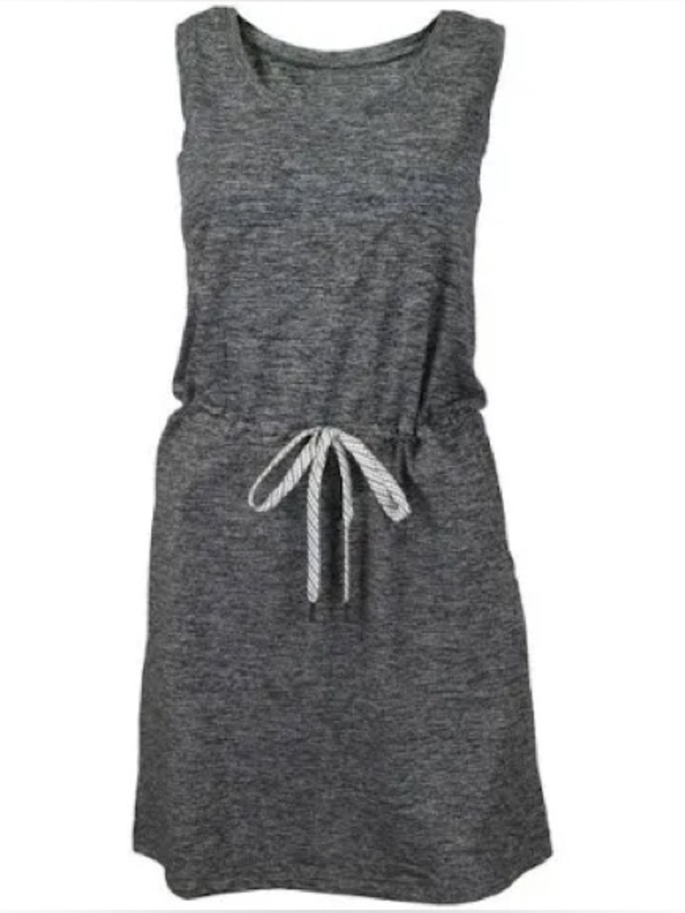 Sleeveless Heather Gray Drawstring Pocket Dress